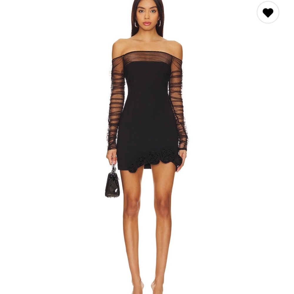 Camila Coelho Black Bodycon Dress with Bishop Sleeves -NWT